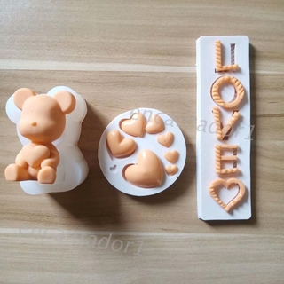 3 D Bear Heart Love อุปกรณ์แม่พิมพ์ซิลิโคนสําหรับใช้ในการทําคุ้กกี้เบเกอรี่