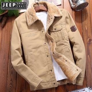 JEEP SPIRIT 1941 ESTD เสื้อแจ็กเก็ต ผ้าลูกฟูก ขนเฟอร์ ให้ความอบอุ่น แฟชั่นฤดูหนาว สําหรับผู้ชาย