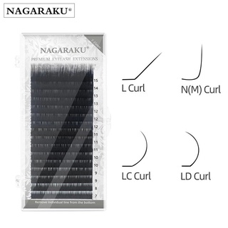 ขนตา NAGARAKU เคิฟ L/LC/LD/N(M) Curl แบบรวมไซส์7-15mm ขนตาปลอม มีความหนา 0.07,0.10