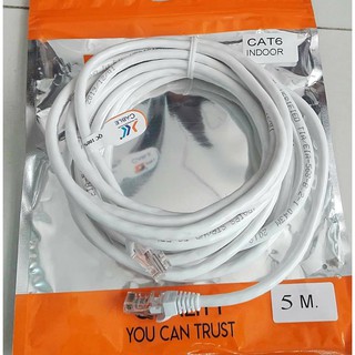 CABLE LAN CAT6สายแลนด์ สายเน็ต ยาว 5 เมตร แบบสำเร็จ เข้าหัวแล้วใช้งานได้เลย สัญญานดี แข็งแรงทนทาน