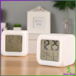 นาฬิกา ทรงลูกเต๋า  แสดงเวลา วันที่ เดือน สัปดาห์ ตั้งโต๊ะดิจิตอลพร้อมไฟ LED Desk Clock