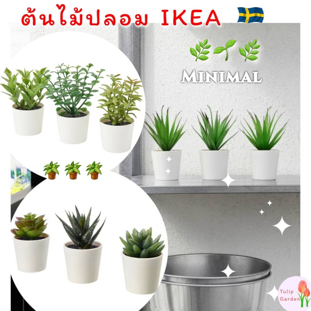 🔥 พร้อมส่ง🔥ไม้ประดิษฐ์ในกระถาง ต้นไม้ปลอม  IKEA FEJKA เฟคก้า ดอกไม้ประดิษฐ์ ต้นไม้ประดิษฐ์ กุหลาบหิน ต้นหญ้าปลอม