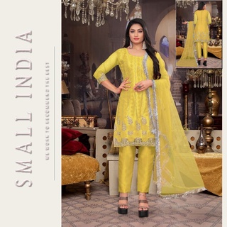 {**ส่งฟรี**} SMALL INDIA 🌸 Pure Satin Party Wear (ชุดเซ็ทเสื้อกางเกง) 🌸 Suit Set