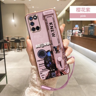 เคสโทรศัพท์มือถือ ซิลิโคน พร้อมสายคล้องข้อมือ ลายหมี สําหรับ Oppo A16 A54 A53 A5S A3S A12 A31 2020 A15S A15 Reno5 A12E