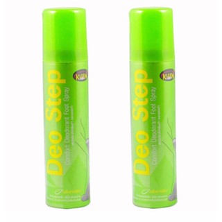 สเปรย์ระงับกลิ่นเท้าและรองเท้า กลิ่นกรีนที Green Tea 60 มล. ดีโอ สเตป Deo Step (เขียว) x 2 ขวด