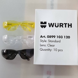 [กล่อง 10 อัน] WURTH แว่นเซฟตี้ แว่นตา ป้องกันสเก็ด แว่นกันลม กันสะเก็ด กันรังสี UV