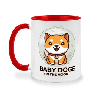 แก้วกาแฟเซรามิค สกรีนลายคริปโต Baby Doge Coin  แก้วมัคสองสี