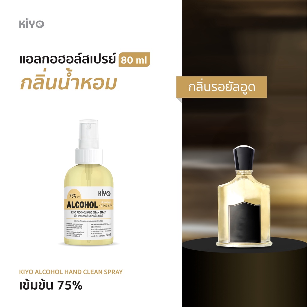 สเปรย์ 80ml "กลิ่นรอยัลอูด" Alcohol 75% กลิ่นน้ำหอมแบรนด์ดัง เหมือนฉีดน้ำหอม (ขนาดพกพา)