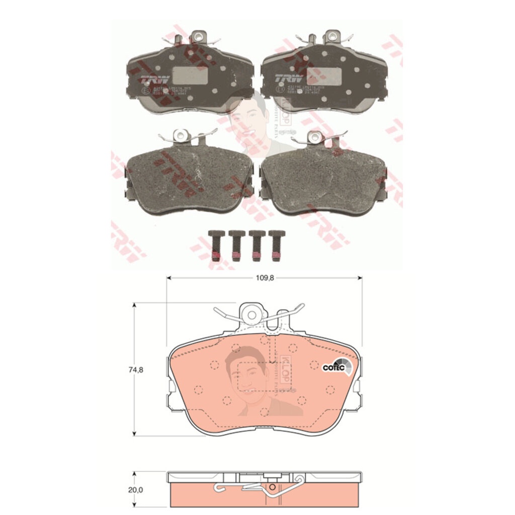 GDB1094 ผ้าเบรค-หน้า(TRW) (เนื้อผ้า COTEC) BENZ C180 (W202) ,C220, C280