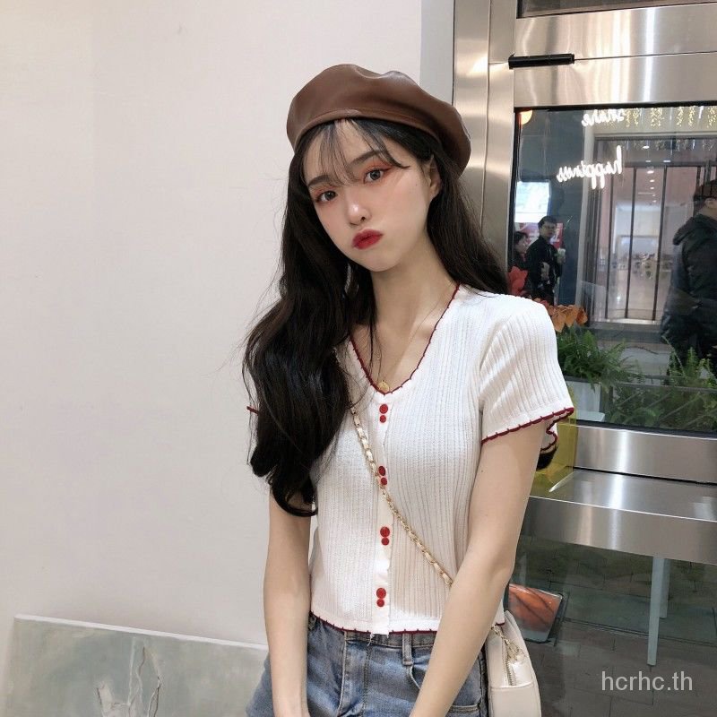 ผ้าไหมน้ำแข็งขนาดใหญ่Tเสื้อนักเรียนหญิงแขนสั้นเกาหลีหลวมinsเสื้อถักน้ำ ...