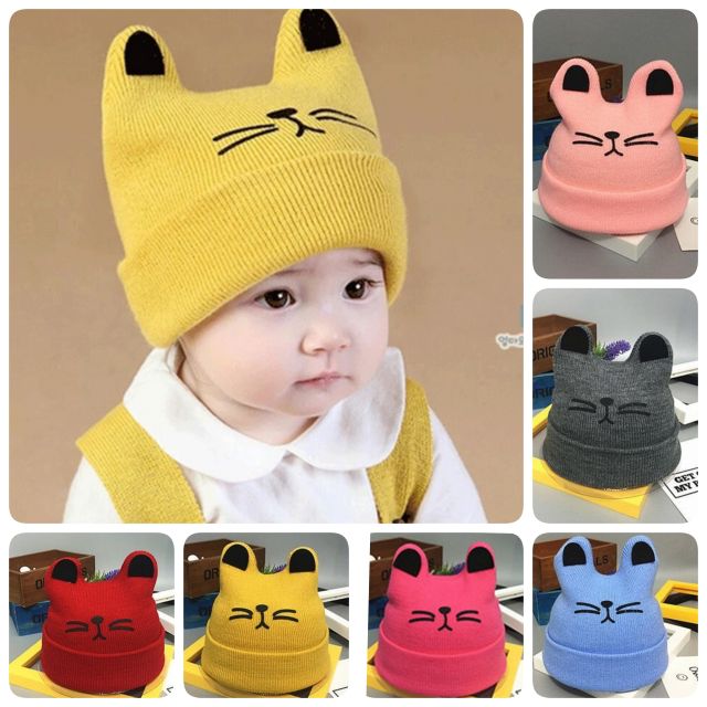 หมวกไหมพรมเด็กแรกเกิด (2 เดือน - 1.5 ขวบ) พร้อมส่งจากไทย