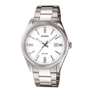 Casio นาฬิกาข้อมือผู้ชาย-สีเงิน/ขาว สายสเตนเลส รุ่น MTP-1302D-7A1VDF
