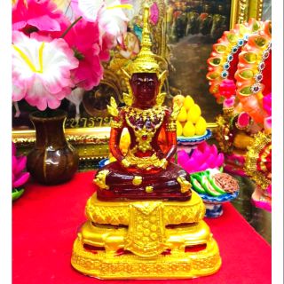 พระแก้วแดงกำลังจักรพรรดิ ลงสีน้ำทอง หน้าตัก3นิ้ว หลวงปู่ดู่ หลวงตาม้าปลุกเสก