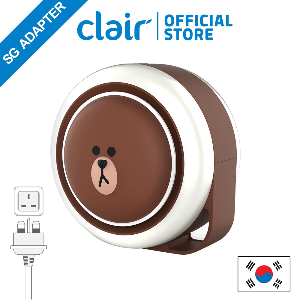 LINE FRIENDS แคลร์ x เส้น เพื่อน เครื่องฟอกอากาศตั้งโต๊ะสีน้ําตาลพร้อมตัวกรองไฟฟ้าสถิตสําหรับห้อง สํานักงาน กําจัดฝุ่นอัลตร้าไฟน์ 99.9% ขนาดเล็กถึง 0.1 ไมครอน ควัน เสียงต่ํา