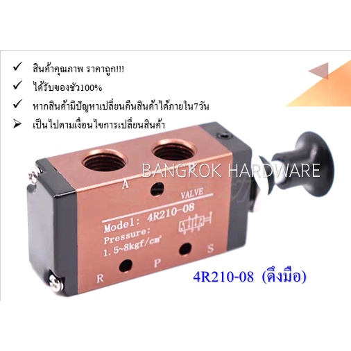 โซลินอยด์วาล์วรุ่น4R210-08(ดึงมือ) ไม่ใช้ไฟฟ้า