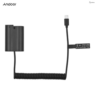 Andoer En-El15 แบตเตอรี่ Dummy Usb-C Coupler อะแดปเตอร์ Mh-25 แบตเตอรี่ Dummy Coupler พร้อมสาย Usb Type-C สําหรับ Z7 Z6 D800 D850 D810 D7200 D7100 D7500