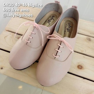 OR30 สีชมพูตุ่นๆ ไซส์ใหญ่ 40 - 47  รองเท้าหนังเทียม สไตล์ เท่ๆ หนังนิ่ม ใส่สบาย   BIG size BIGSIZE