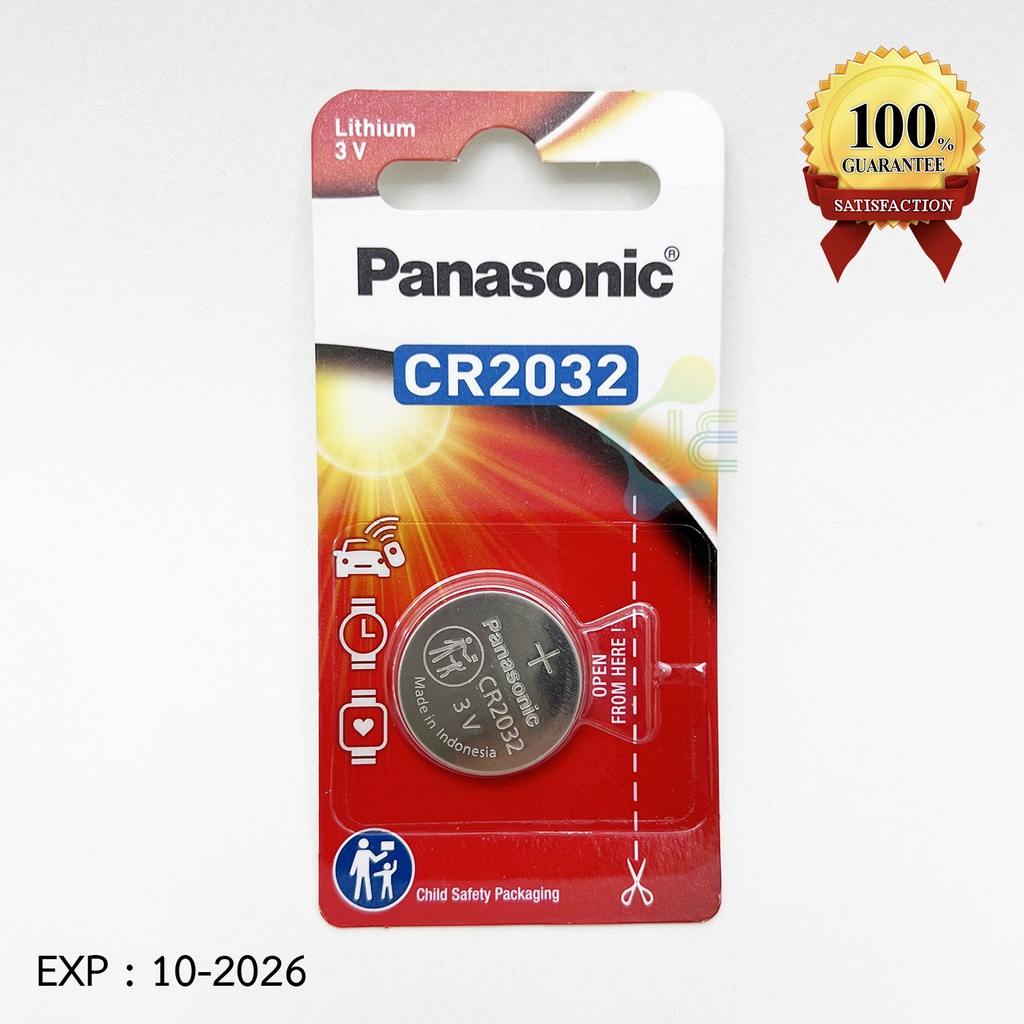 Panasonic ถ่านกระดุม แบตเตอรี่ลิเธี่ยม 3V CR2032 PT Lithium Battery ของแท้!!!!! (Pack 1 ก้อน)