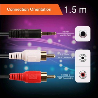 RCA Cable 1.5M 3.5mm(M) to RCA(M) 2หัว สายสัญญาณเสียง ต่อหูฟัง/ลำโพง 423A ยาว 1.5เมตร (สีดำ)