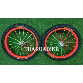 ล้อจักรยาน 16x175 นิ้ว ขอบสี ซี่ลวดสี พร้อมยาง