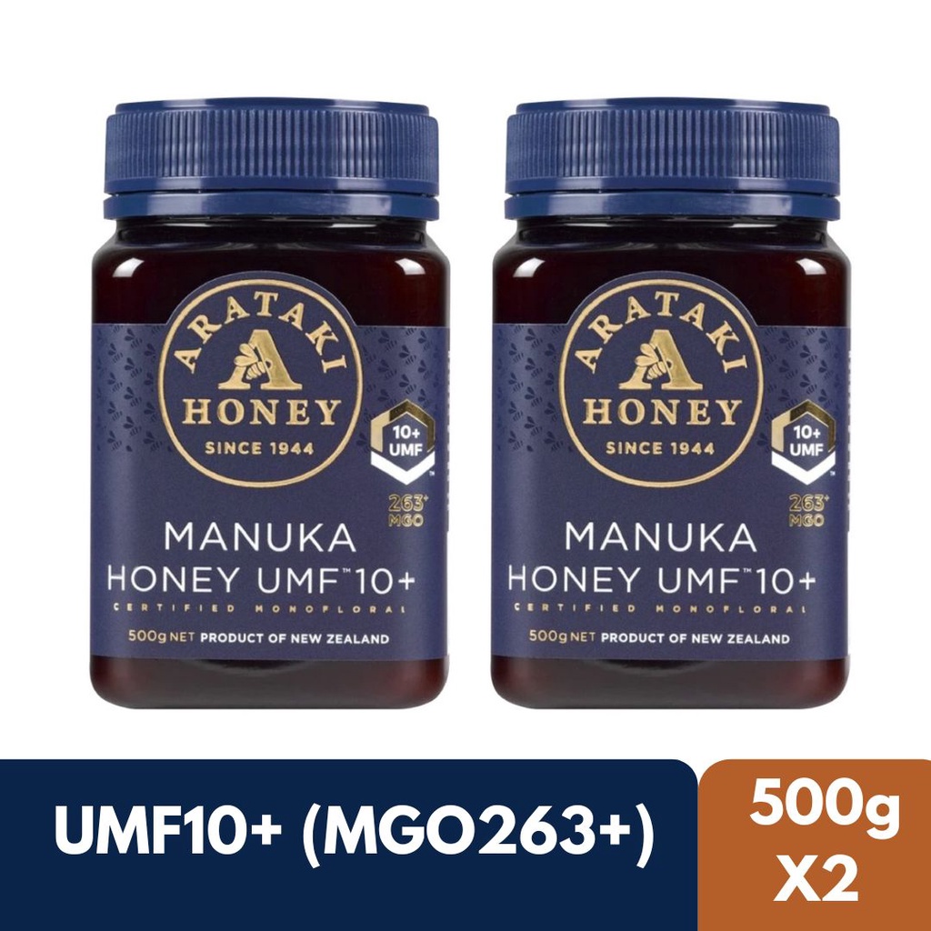 น้ำผึ้งมานูก้า Arataki Manuka Honey UMF10+ (MGO263+) 500g x2 Product of New Zealand