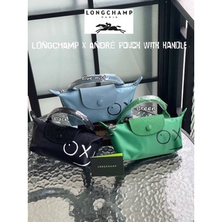 LONGCHAMP X Andre Size Pounch 💯 กระเป๋าถือ กระเป๋าสะพายข้าง กระเป๋าสะพาย กระเป๋าแบรนด์เนม