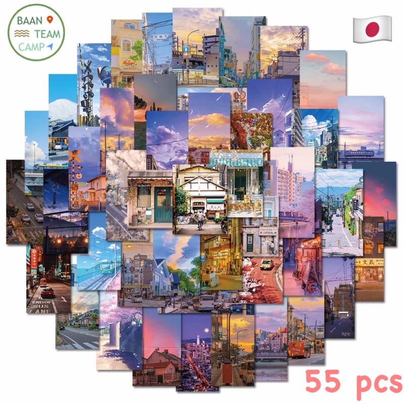 สติ๊กเกอร์ 🇯🇵 Japan 258 เมืองญี่ปุ่น 55ชิ้น มินิมอล minimal สวยมาก ประเทศญี่ปุ่น ภาพถ่าย วิว รูป ภาพ