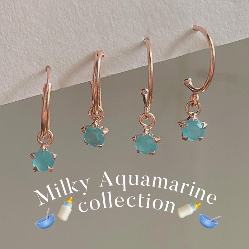 SissyJewelry // ต่างหูเงินแท้ Milky Aquamarine collection