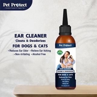 Pet Protect น้ำยาเช็ดหูสุนัข แมว ธรรมชาติ100% ไม่มีแอลกอฮอล์ 60ml.[PT01]