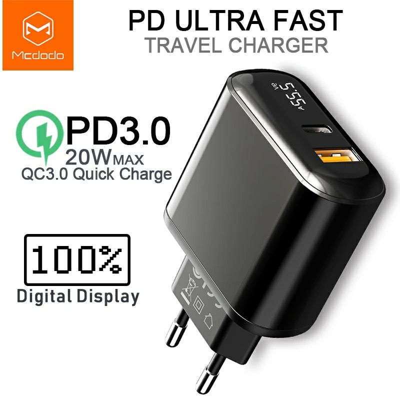 Mcoco CA7170 Fast Charger PD Samsung Huawei QC 3.0 AFC FCP 20W 3A จอแสดงผล LED