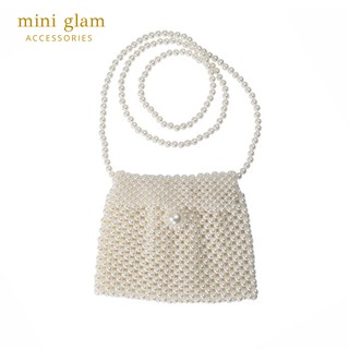 Miniglam Grace White Pearl Crossbody Bag - M กระเป๋าสะพายไข่มุกขนาดกลาง