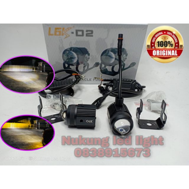 ไฟสปอตไลท์LED มินิ 20W งานแท้โลโก้ OAK ระบบสเต็ปไฟ2สี ไฟต่ำแสงขาว 10วัต,ไฟสูงแสงเหลือง 10วัต กันน้ำ1