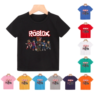 เสื้อผ้าเด็ก 8 สีแขนสั้น Roblox เสื้อยืดผ้าฝ้ายลายการ์ตูนน่ารัก 0-10 ปี