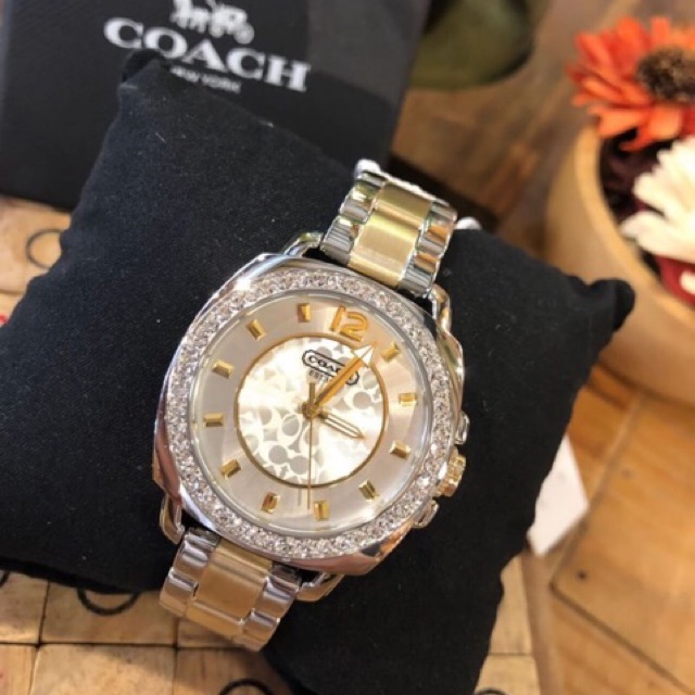 นาฬิกา COACH Women's Watch Mini Boyfriend 14501702 Dual Silver &amp; Gold Tone ของแท้