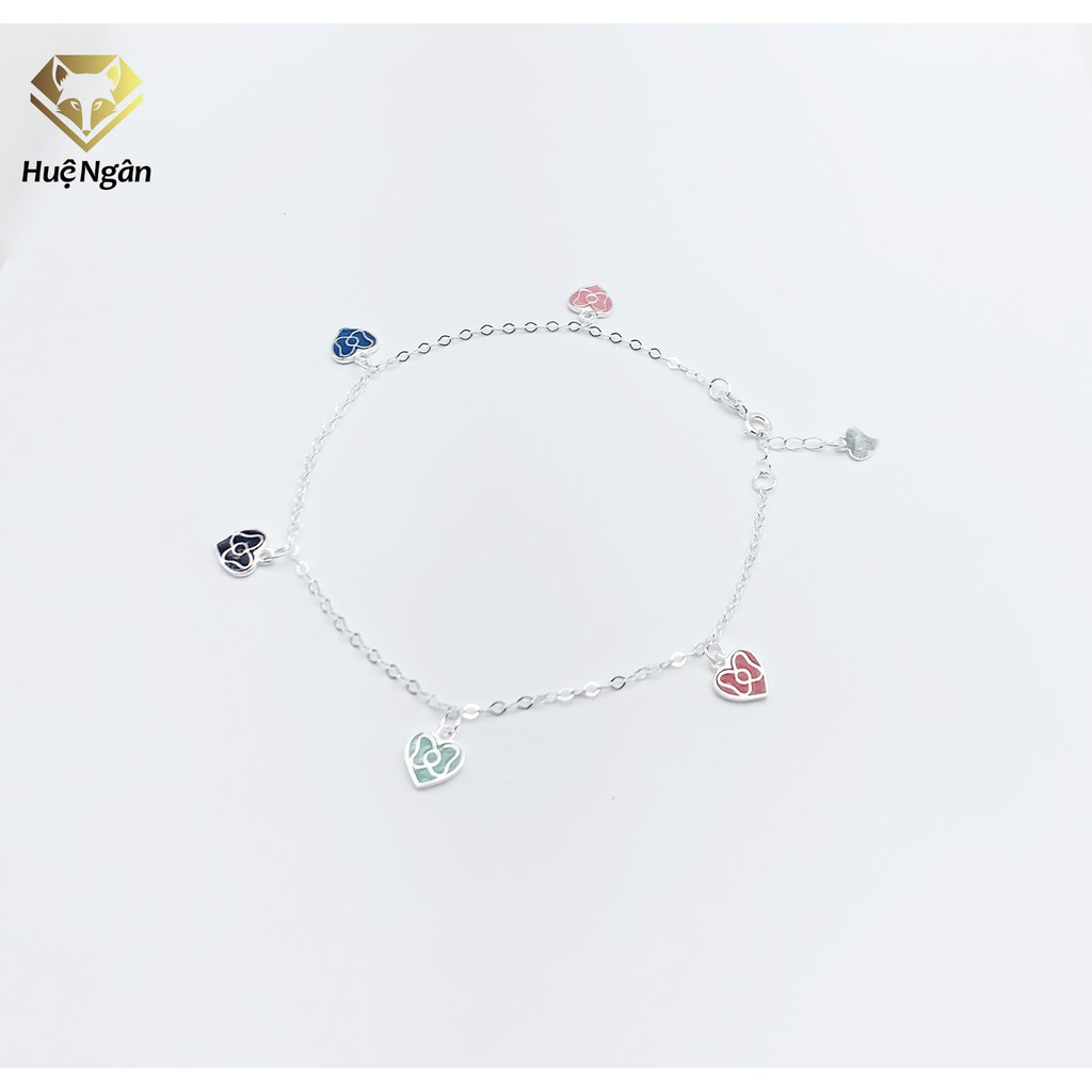 สร้อยข้อเท้าเงินอิตาลี Hue Ngan 925 - Lovely Heart JL031