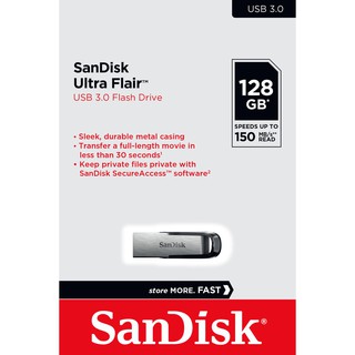 Sandisk Flash Drives 128GB Ultra Flair USB 3.0 ประกัน 5 ปี รุ่น SDCZ73_128G_G46