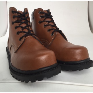 รองเท้าหนังหัวเหล็กสีแทนหุ้มข้อSafety (size37-47) สป๊องแทน