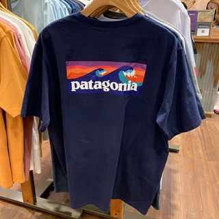 เสื้อยืดแขนสั้น ผ้าฝ้าย พิมพ์ลายโลโก้ Patagonia Boardshort สําหรับผู้ชาย