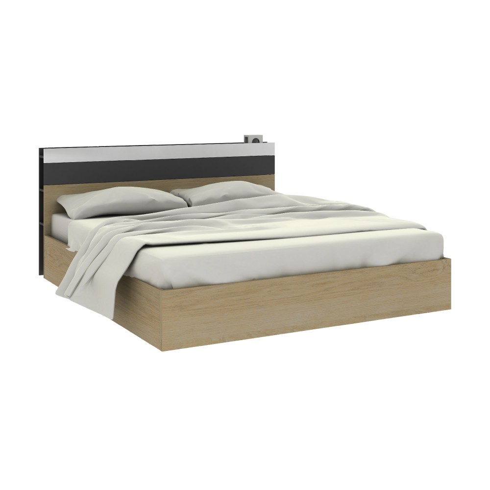 WINNER FURNITURE เตียงนอน รุ่นออกาโน่ ขนาด 5 ฟุต สีบาวาเรี่ยน โอ๊ค