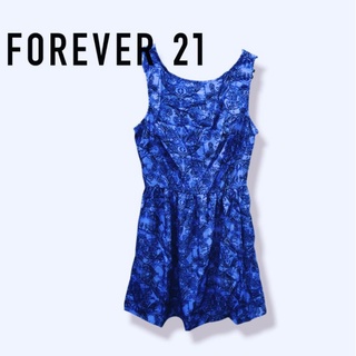 Forever 21 : Blue Skater Printed Dress With Bow