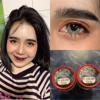 1 คู่ บิ๊กอาย สีเทา ลายtiktok สายฝอ ฝุดๆ รุ่น Emmanuelle Gray by Pitchylens ขนาด 14.5 ค่าสายตาปกติ