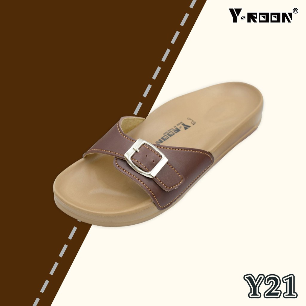 รองเท้า Y-ROON  รุ่น  Y21 ทรงไบเก้นปรับสายรองเท้าได้  แบบสวม   หน้าเข็มขัด สำหรับคนหน้าเท้าใหญ่ เล็ก