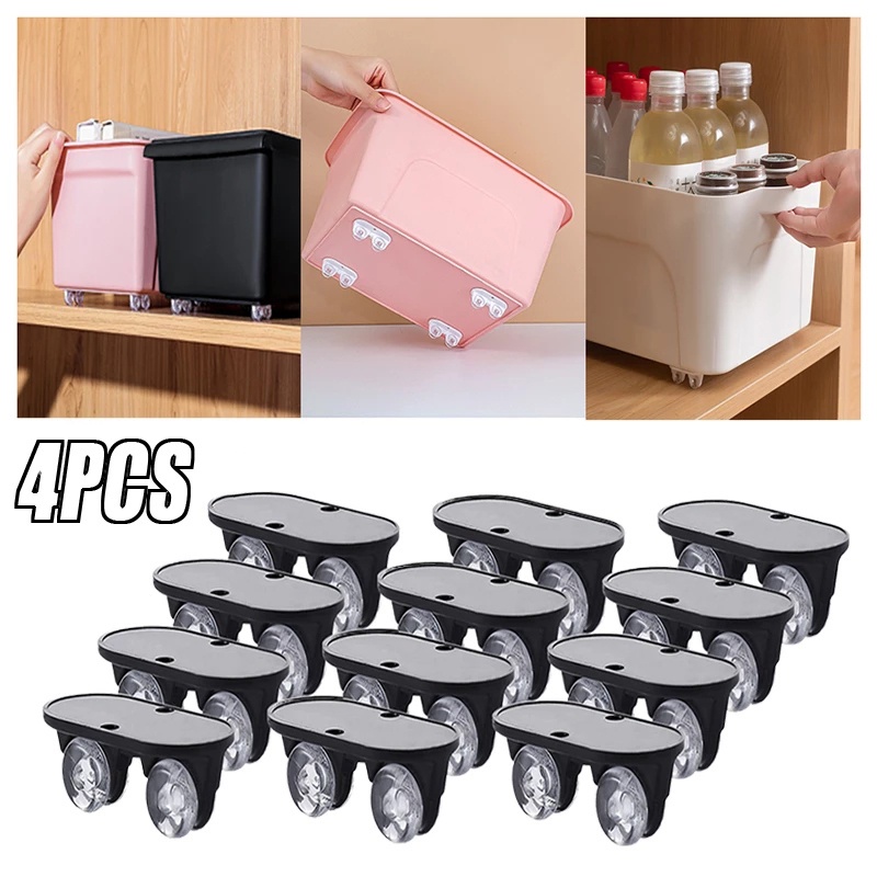 ล้อเลื่อนเฟอร์นิเจอร์ ขนาดเล็ก มีกาวในตัว เสียงเงียบ 4 ชิ้น / รอกกล่องเก็บของ อเนกประสงค์ / ถังขยะด้านล่าง ไม่มีรอยขีดข่วน / อุปกรณ์ครัวเรือน