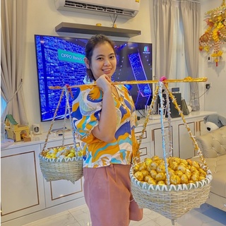 กระบุงไม้ไผ่ทรงตรง(หาบตาหล้า) ขนาด10-11 นิ้ว สำหรับใช้ในงานพ…