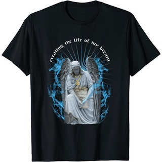 ROUND คอลูกเรือเสื้อยืด พิมพ์ลาย Money Angel สไตล์สตรีท สําหรับผู้หญิง-4XL