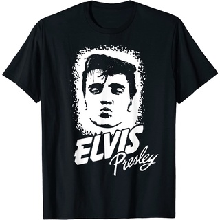 เสื้อยืดผ้าฝ้ายพรีเมี่ยม เสื้อยืด พิมพ์ลาย Elvis Presley Official Kissy Face สําหรับผู้ใหญ่