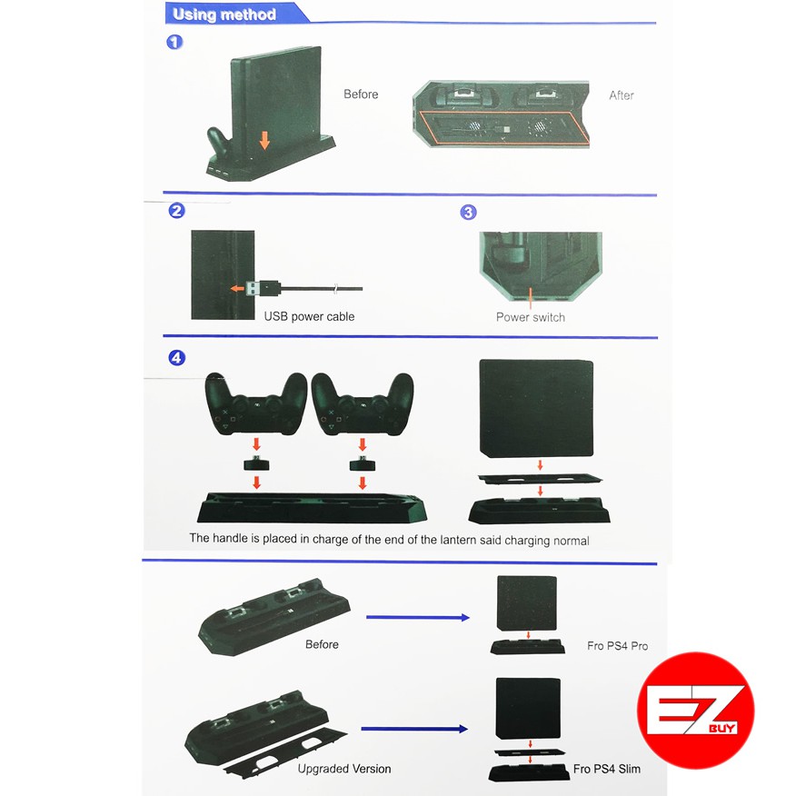 ขาตั้ง PS4 Pro /Slim 2in1 พร้อมพัดลม ชาร์จจอย  HUB รูปถ่ายจากสินค้าจริง100%นข