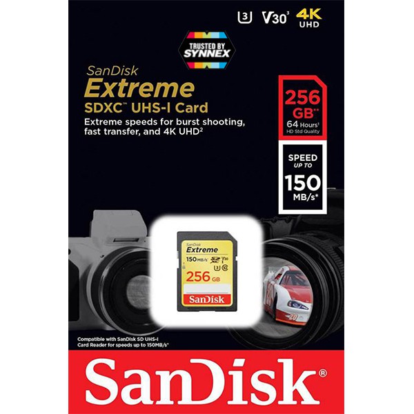 SanDisk Extreme SDXC SDCard 256GB ความเร็วอ่าน 150MB/s เขียน 70MB/s (SDSDXV5_256G_GNCIN) แซนดิส เอสด