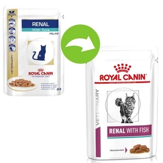 Royal Canin Renal with fish Pouch ขนาด 85กรัม x 12 ซอง อาหารเปียกแมวโรยัลคานินโรคไต ค่าไตสูง