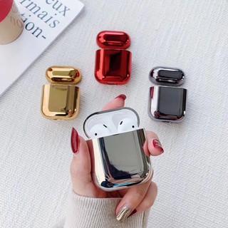 เคสหูฟัง แบบแข็ง สีเมทัลลิก แฟชั่น สําหรับ airpods 1 2